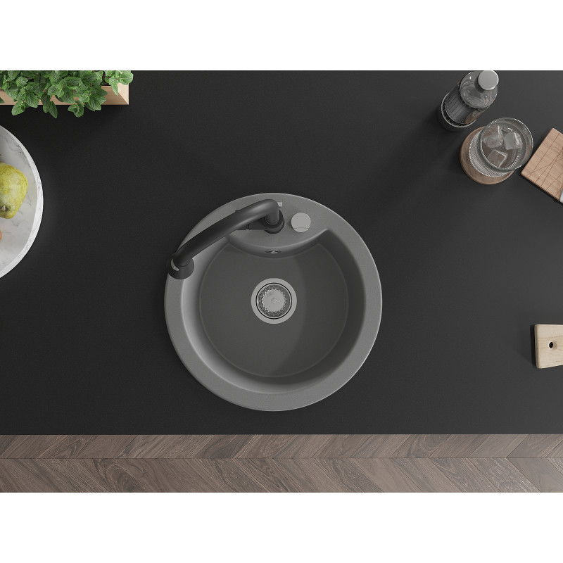 Mexen Diego Granit-Spullsteen mat 1-Tableau mat Kichebatterie Elia, gro - 6512-71-670101-70