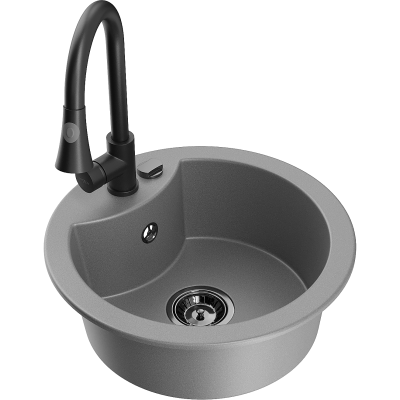 Mexen Diego Granit Spullsteen mat enger Kichenbatterie Elia, gro - 6512-71-670101-70-B