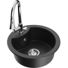 Mexen Diego 1-bowl granite sink with Elia kitchen tap, black/silver metallic - 6512-73-670101-00