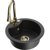 Mexen Diego granit gootsteen 1-komorig met keukenmengkraan Elia, zwart/zilver metallic - 6512-73-670101-50