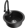 Mexen Diego 1-bowl granite sink with Elia kitchen tap, black/silver metallic - 6512-73-670101-70