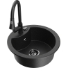 Mexen Diego 1-bowl granite sink with Elia kitchen tap, black/silver metallic - 6512-73-670101-70-B