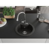 Mexen Diego Granitspüle 1-Becken mit Küchenarmatur Elia, schwarz/gold metallic - 6512-75-670101-00