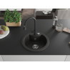 Mexen Diego Granitspüle 1-Becken mit Küchenarmatur Elia, schwarz/gold metallic - 6512-75-670101-70