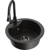 Mexen Diego 1-bowl granite sink with Elia kitchen faucet, black/gold metallic - 6512-75-670101-70-B