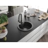 Mexen Diego 1-bowl granite sink with Elia kitchen tap, black speckled - 6512-76-670101-76