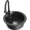 Mexen Diego 1-bowl granite sink with Elia kitchen tap, black speckled - 6512-76-670101-76