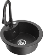 Mexen Diego 1-bowl granite sink with Elia kitchen tap, black speckled - 6512-76-670101-76