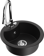 Mexen Diego fregadero de granito de 1 seno con grifo de cocina Elia, negro - 6512-77-670101-00