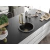 Mexen Diego granite sink 1-bowl with Elia kitchen tap, black - 6512-77-670101-50