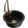 Mexen Diego fregadero de granito 1-comparte con grifo de cocina Elia, negro - 6512-77-670101-50