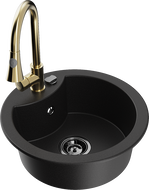 Mexen Diego 1-bowl granite kitchen sink with Elia kitchen tap, black - 6512-77-670101-50-B