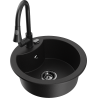 Mexen Diego 1-bowl granite sink with Elia kitchen tap, black - 6512-77-670101-70-B