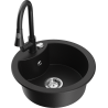 Mexen Diego fregadero de granito de 1 cubeta con grifo de cocina Elia, negro - 6512-77-670101-70