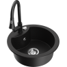 Mexen Diego One-Bowl Granite Sink with Elia Kitchen Tap, Black - 6512-77-670101-70