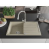Mexen Bruno fregadero de granito de 1 cubeta con escurridor y grifo de cocina Elia, beige - 6513-69-670101-00