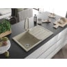 Mexen Bruno fregadero de granito de 1 seno con escurridor y grifo de cocina Elia, beige - 6513-69-670101-69