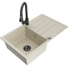 Mexen Bruno Granitspüle 1-beckig mit Abtropffläche und Küchenarmatur Elia, beige - 6513-69-670101-70