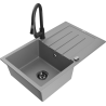Mexen Bruno fregadero de granito 1 compartimento con escurridor y grifo de cocina Elia, gris - 6513-71-670101-70-B