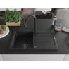 Mexen Bruno Spülbecken aus Granit 1-Schüssel mit Abtropffläche und Küchenarmatur Elia, schwarz/silber Metallic - 6513-73-670101?