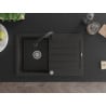 Mexen Bruno Granitspüle 1-Becken mit Abtropffläche und Küchenarmatur Elia, schwarz/gold Metallic - 6513-75-670101-70