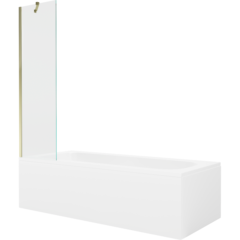 Mexen Vega Rechteckbadewanne 160 x 70 cm mit Verkleidung und einflügeliger Abtrennung 50 cm, transparent, gold - 550116070X9505?