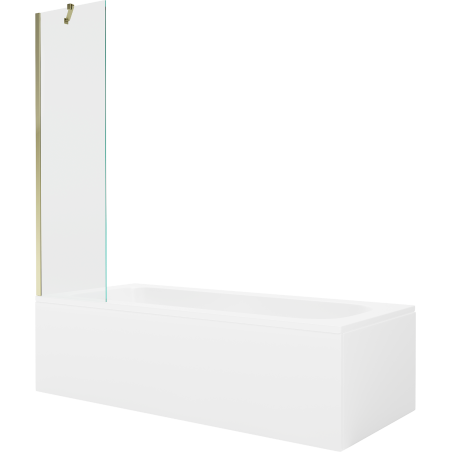 Mexen Vega baignoire rectangulaire 160 x 70 cm avec habillage et paroi de baignoire à 1 vantail 50 cm, transparent, doré - 5501?