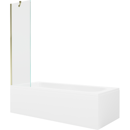Mexen Vega rechteckige Wanne 170 x 70 cm mit Verkleidung und einflügeliger 50 cm Trennwand, transparent, gold - 550117070X95050?