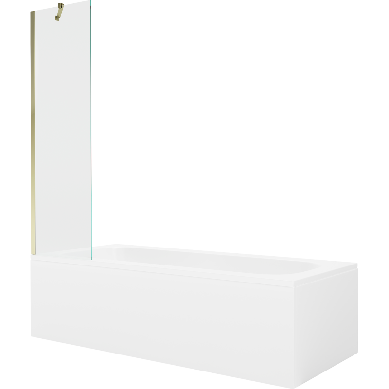 Mexen Vega wanna prostokątna 180 x 80 cm z obudową i parawanem 1-skrzydłowym 50 cm, transparent, złoty - 550118080X9505000050