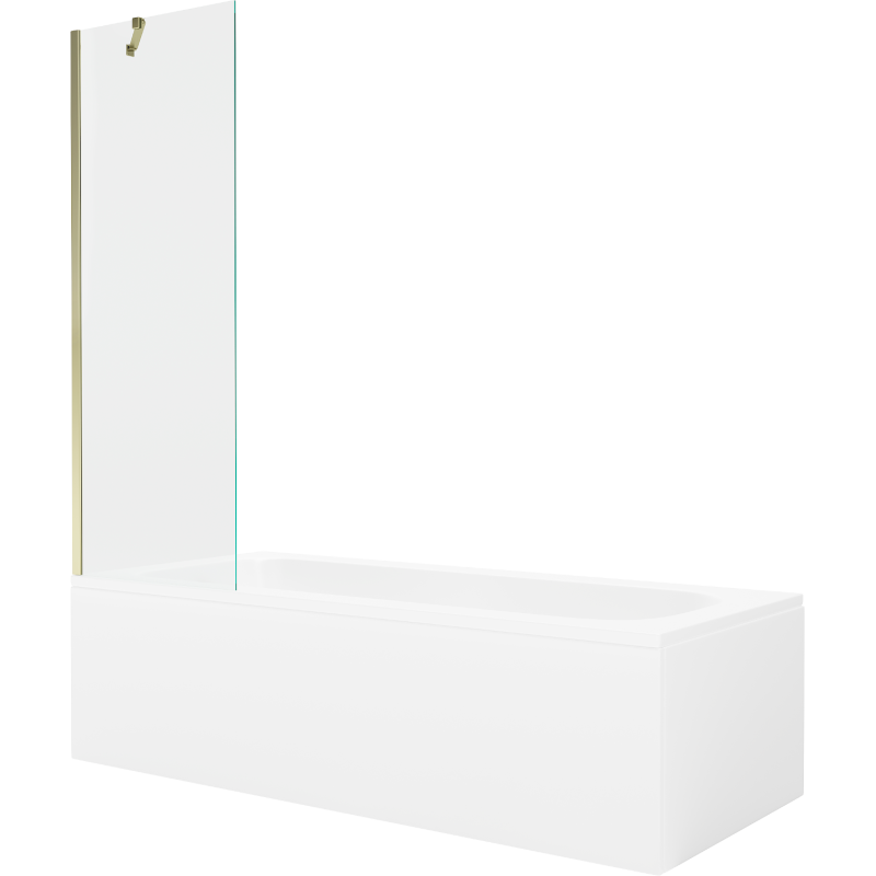 Mexen Vega rectangular bathtub 180 x 80 cm with panel and 1-wing 60 cm screen, transparent, gold - 550118080X9506000050