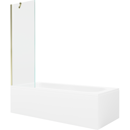 Mexen Vega rectangular bathtub 180 x 80 cm with panel and 1-wing 60 cm screen, transparent, gold - 550118080X9506000050