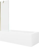 Mexen Vega banheira retangular 180 x 80 cm com revestimento e tela de banho de 1 folha 60 cm, transparente, dourado