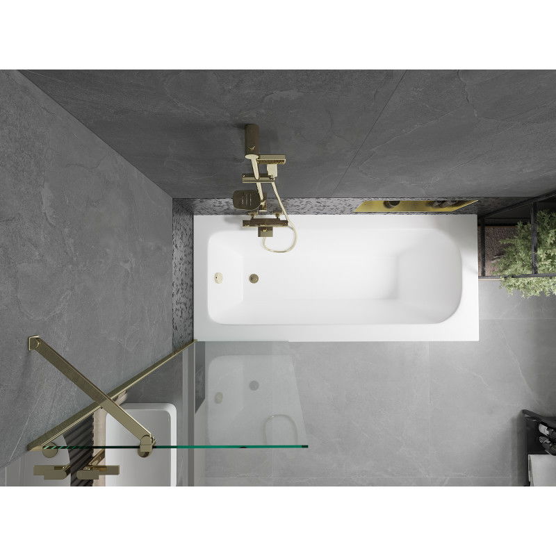 Mexen Vega pravokotna kad 180 x 80 cm z oblogo in enokrilnim zaslonom 60 cm, transparentna, zlata - 550118080X9506000050