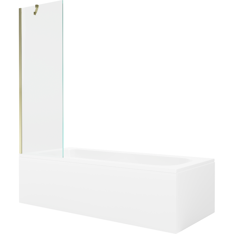 Mexen Vega wanna prostokątna 150 x 70 cm z obudową i parawanem 1-skrzydłowym 60 cm, transparent, złoty - 550115070X9506000050