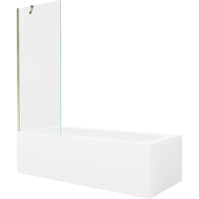 Mexen Vega pravokutna kada 150 x 70 cm s oplatom i jednokrilnim paravanom 70 cm, prozirna, zlatna - 550115070X9507000050