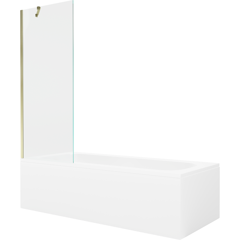 Mexen Vega wanna prostokątna 150 x 70 cm z obudową i parawanem 1-skrzydłowym 70 cm, transparent, złoty - 550115070X9507000050
