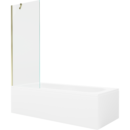 Mexen Vega pravokutna kada 150 x 70 cm s oplatom i jednokrilnim paravanom 70 cm, prozirna, zlatna - 550115070X9507000050