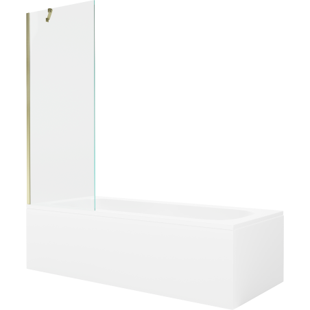Mexen Vega wanna prostokątna 180 x 80 cm z obudową i parawanem 1-skrzydłowym 70 cm, transparent, złoty - 550118080X9507000050