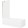Mexen Vega Rechteckige Badewanne 180 x 80 cm mit Verkleidung und 1-flügeliger Duschwand 80 cm, transparent, gold