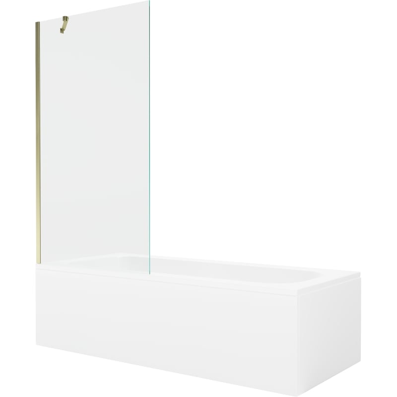 Mexen Vega rechthoekig bad 170 x 70 cm met ombouw en 1-delig scherm 90 cm, transparant, goud - 550117070X9509000050