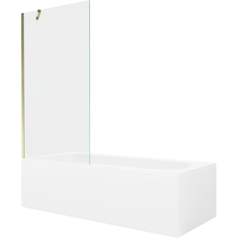 Mexen Vega vasca rettangolare 170 x 70 cm con pannello frontale e schermo doccia a 1 anta 90 cm, trasparente, dorato