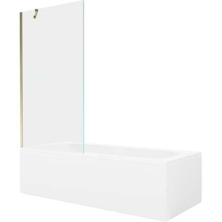 Mexen Vega banheira retangular 170 x 70 cm com revestimento e divisória de 1 folha 90 cm, transparente, dourado