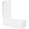 Mexen Vega banheira retangular 170 x 70 cm com painel e divisória de 1 folha 90 cm, transparente, dourada