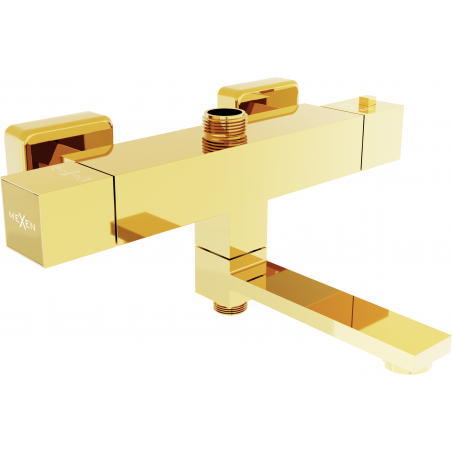 Mexen Cube Thermostat-Badewannen-Duscharmatur, gold - 77910-50