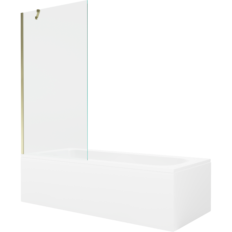 Mexen Vega wanna prostokątna 180 x 80 cm z obudową i parawanem 1-skrzydłowym 90 cm, transparent, złoty - 550118080X9509000050