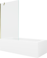 Mexen Vega suorakulmainen kylpyamme 160 x 70 cm kotelolla ja 1-ovella suihkuseinällä 100 cm, läpinäkyvä, kultainen