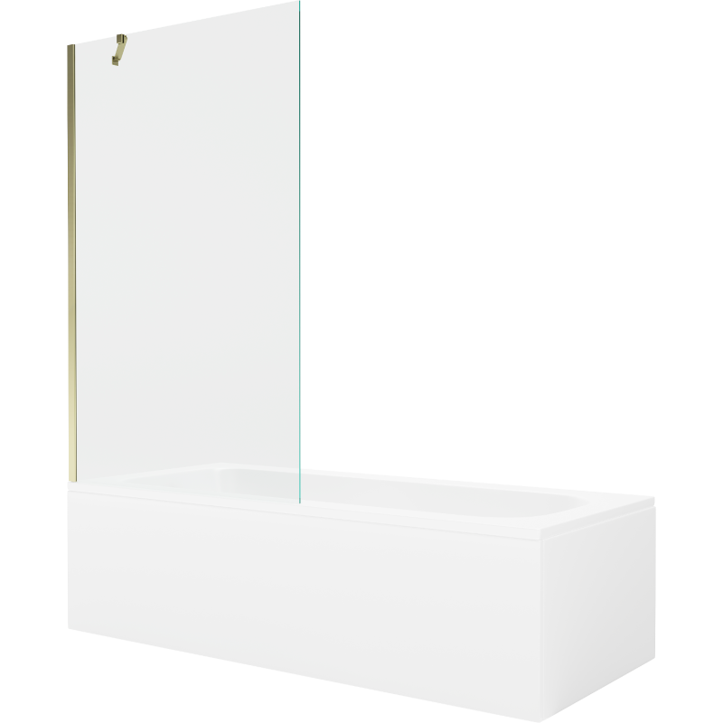 Mexen Vega baignoire rectangulaire 170 x 70 cm avec habillage et paroi de douche à 1 battant 100 cm, transparent, doré - 550117?