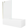 Mexen Vega Rechteckige Badewanne 170 x 70 cm mit Verkleidung und 1-flügeliger Trennwand 100 cm, transparent, gold