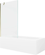 Mexen Vega rechteckige Badewanne 180 x 80 cm mit Verkleidung und 1-flügeligem Paravent 100 cm, transparent, gold
