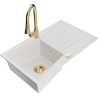 Mexen Cesar fregadero de granito de 1 seno con escurridor y grifo de cocina Elia, blanco - 6514-20-670101-50